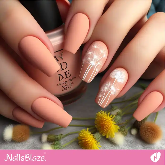 Peach Fuzz Nails and White Dandelion | Color of the Year 2024 - NB1767